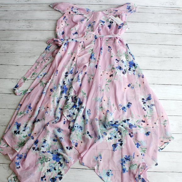 Emma Michele Women's Maxi Dress Plus Size 1X Purple Sheer Floral - Picture 1 of 9
